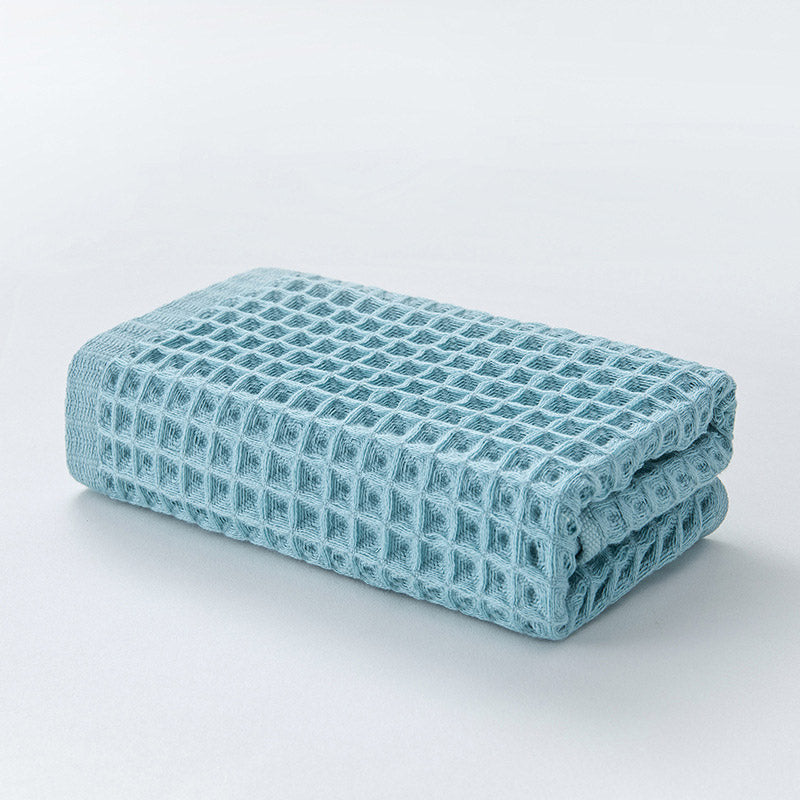 Katoenen Wafelhanddoek Set Drie Stuks Snelle Droogtijd Blauw 34*74cm