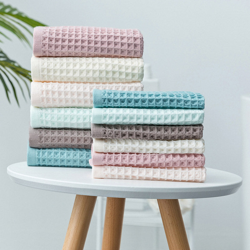 Katoenen Wafelhanddoek Set Drie Stuks Snelle Droogtijd 34*74cm