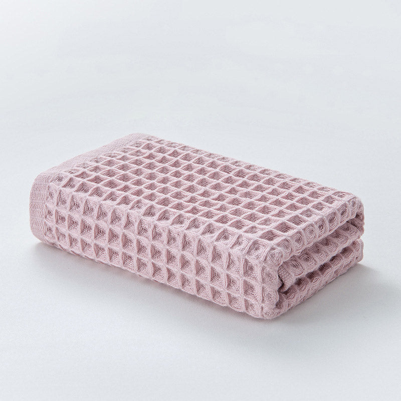 Katoenen Wafelhanddoek Set Drie Stuks Snelle Droogtijd Roze 34*74cm