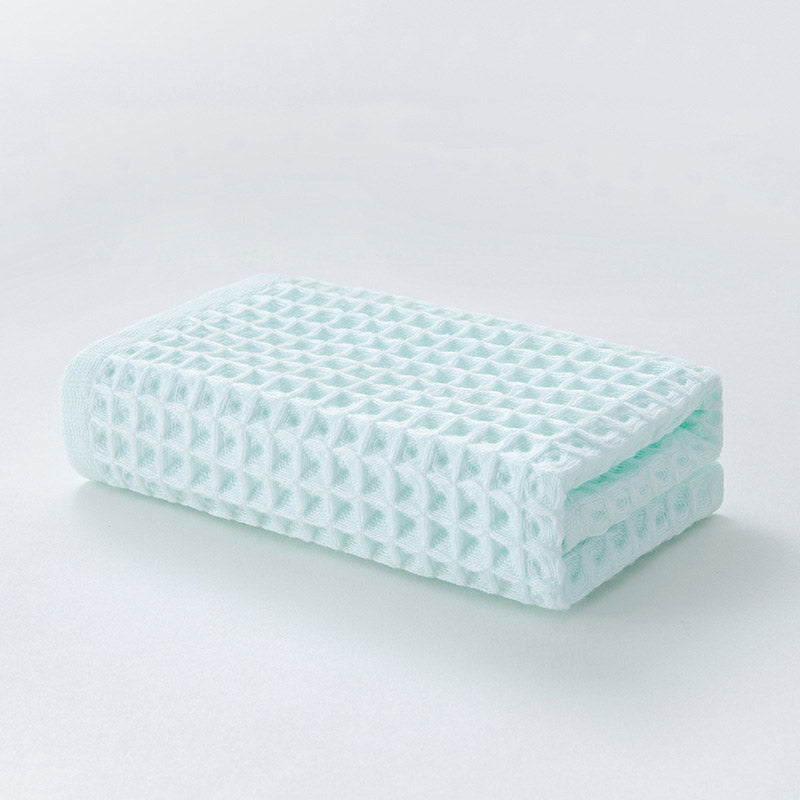 Katoenen Wafelhanddoek Set Drie Stuks Snelle Droogtijd Cyaan 34*74cm