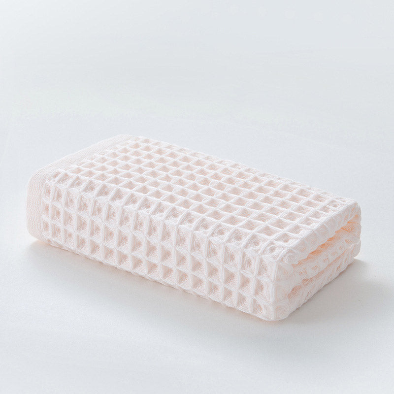 Katoenen Wafelhanddoek Set Drie Stuks Snelle Droogtijd Lichtroze 34*74cm