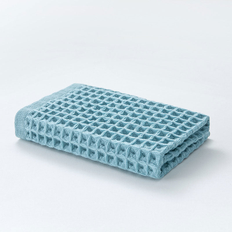 Katoenen Wafelhanddoek Set 6 Stuks Snelle Droogtijd Blauw 34*34cm