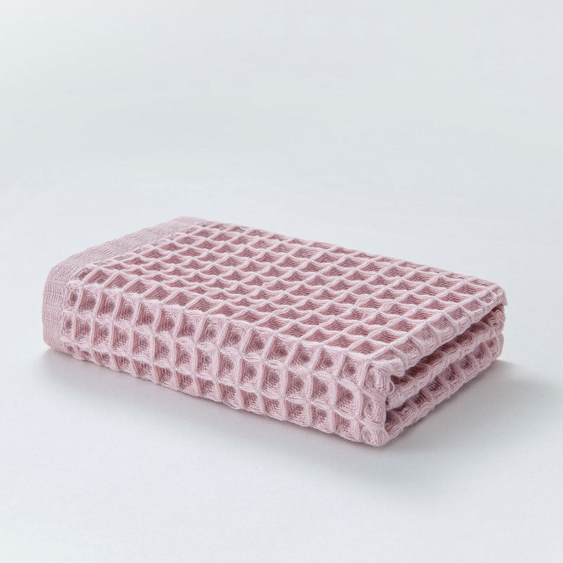 Katoenen Wafelhanddoek Set 6 Stuks Snelle Droogtijd Roze 34*34cm