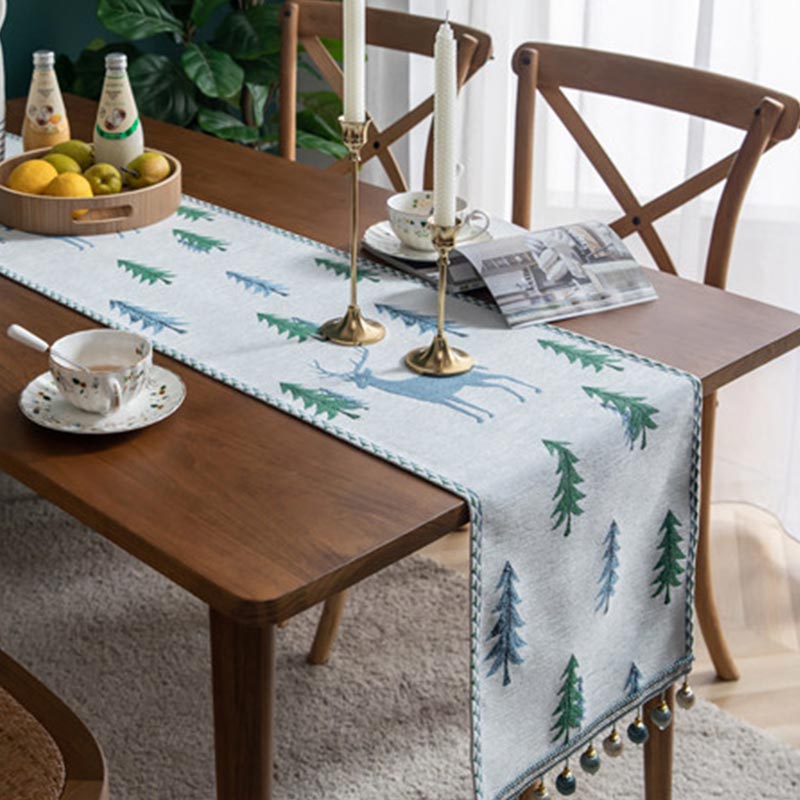 Kerstboom Tafelloper Met Kwastje Voor Eettafel Decoratie
