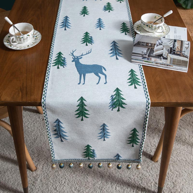 Kerstboom Tafelloper Met Kwastje Voor Eettafel Decoratie