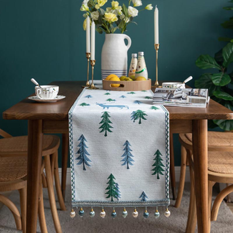Kerstboom Tafelloper Met Kwastje Voor Eettafel Decoratie