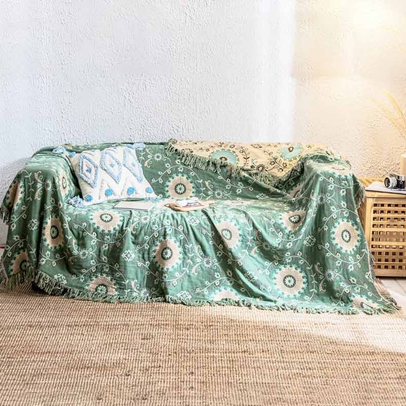 Retro Katoenen Omkeerbare Deken Voor Thuis Comfort