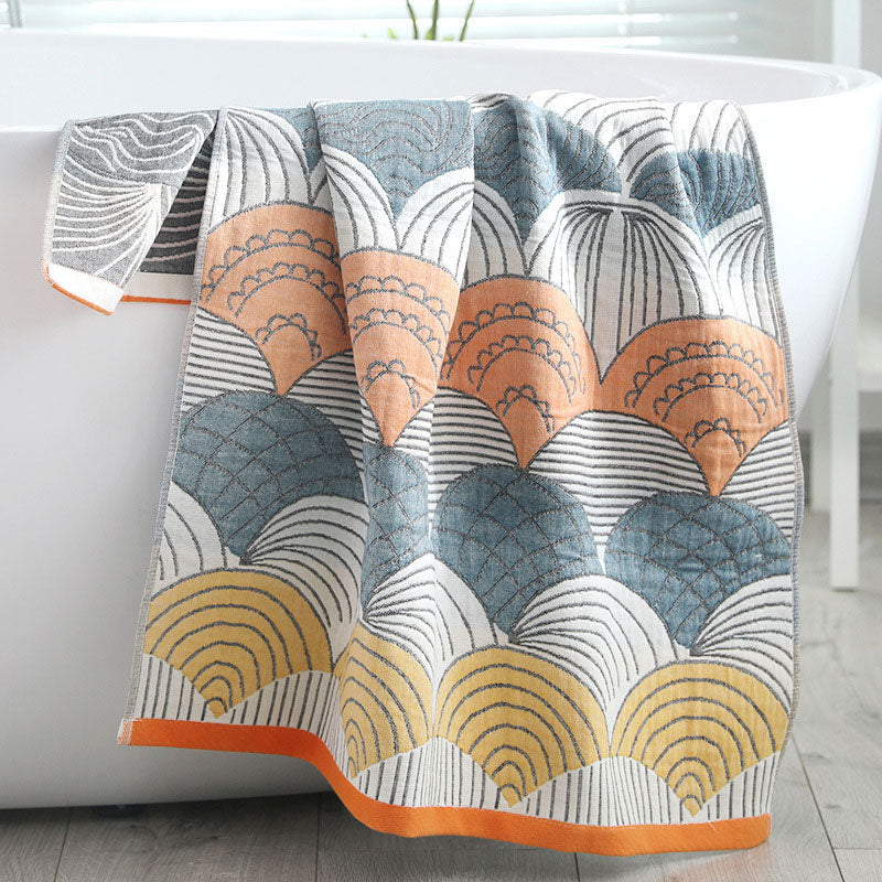 Jacquard Katoenen Badhanddoek Met Patroon Lichtgewicht