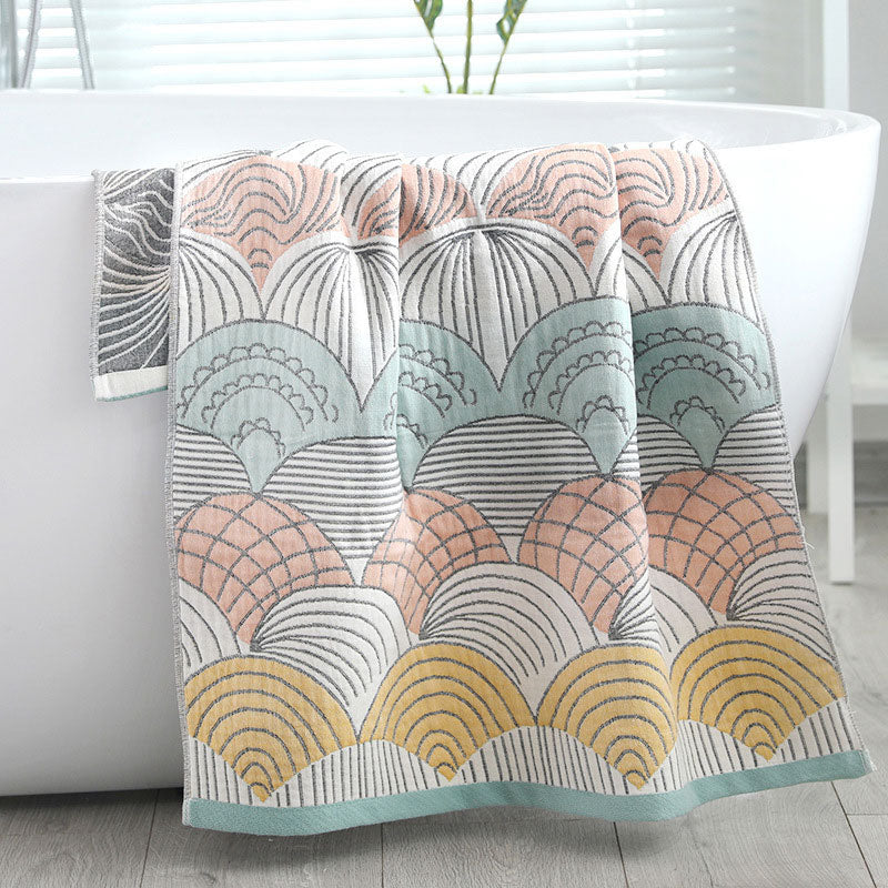 Jacquard Katoenen Badhanddoek Met Patroon Lichtgewicht
