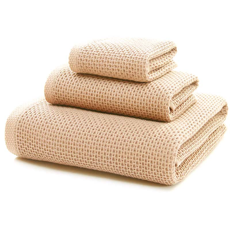 Katoenen Honingraat Handdoekenset Vierkante 3 Pack Beige 32cm*32cm+32cm*72cm+68cm*140cm