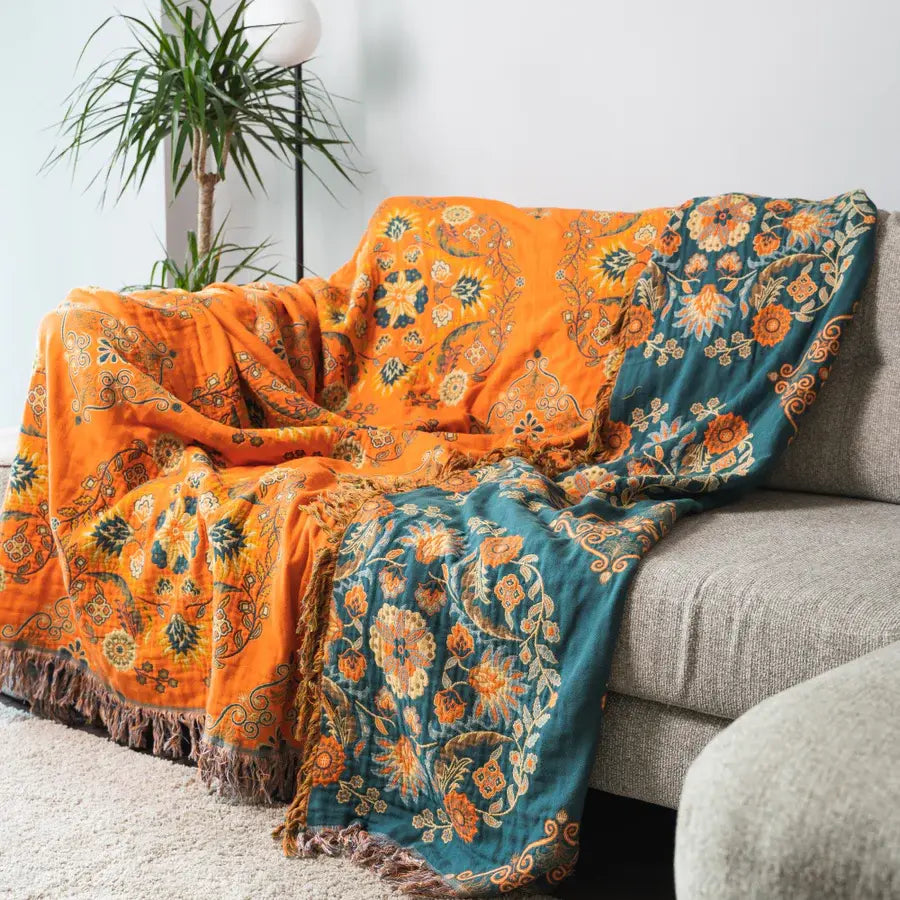 Vintage Bloemen Deken Bohemian Plaid Voor Bank En Stoel