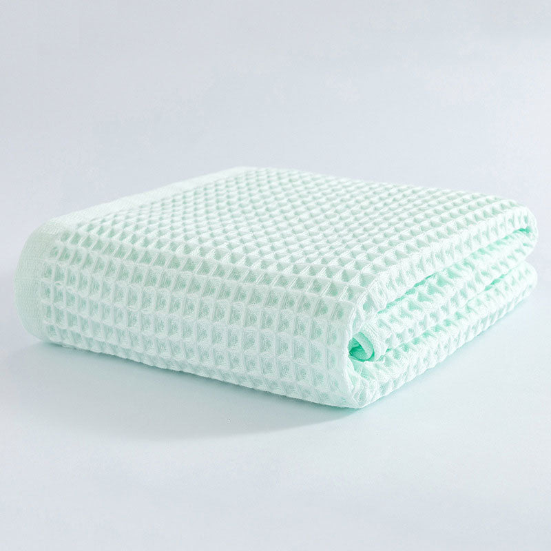 Ademende Katoenen Wafelgeweven Badhanddoek Sneller Droog Cyaan 70*140cm