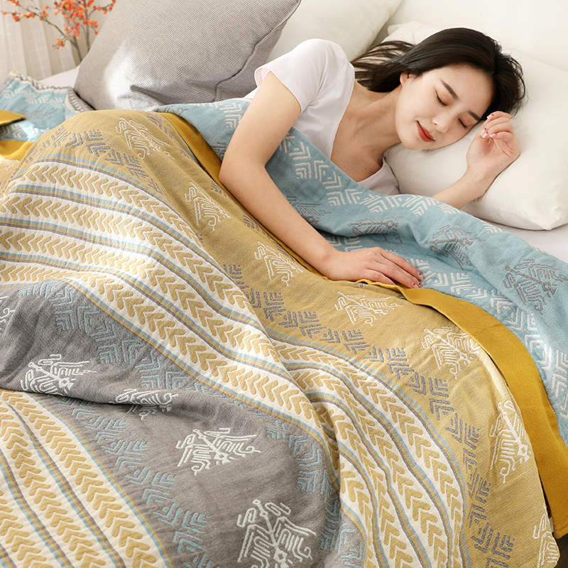 Katoenen Omkeerbare Quilt Met Tarweprint Voor Slaapkamer Zoals afbeelding
