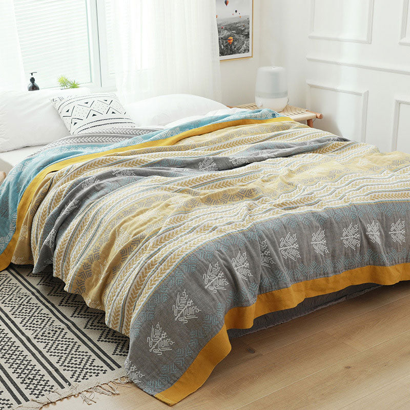 Katoenen Omkeerbare Quilt Met Tarweprint Voor Slaapkamer