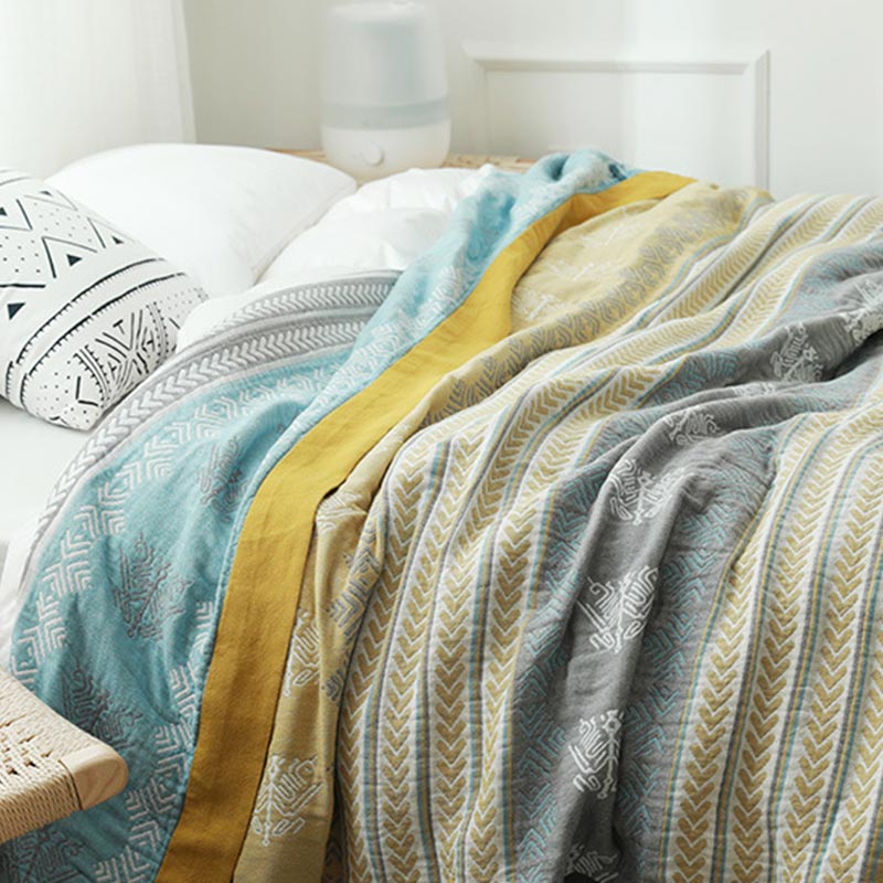 Katoenen Omkeerbare Quilt Met Tarweprint Voor Slaapkamer