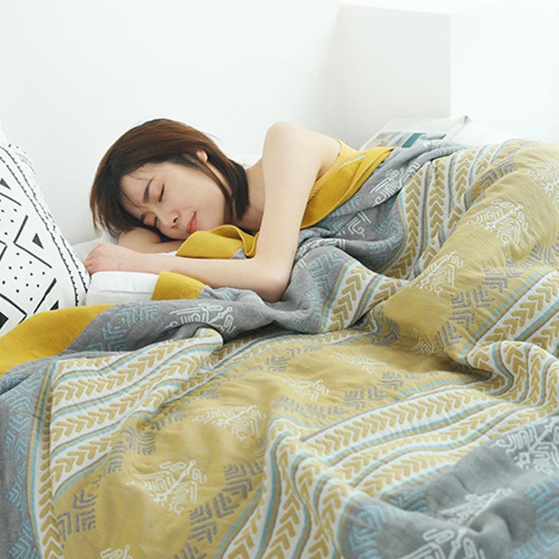 Katoenen Omkeerbare Quilt Met Tarweprint Voor Slaapkamer