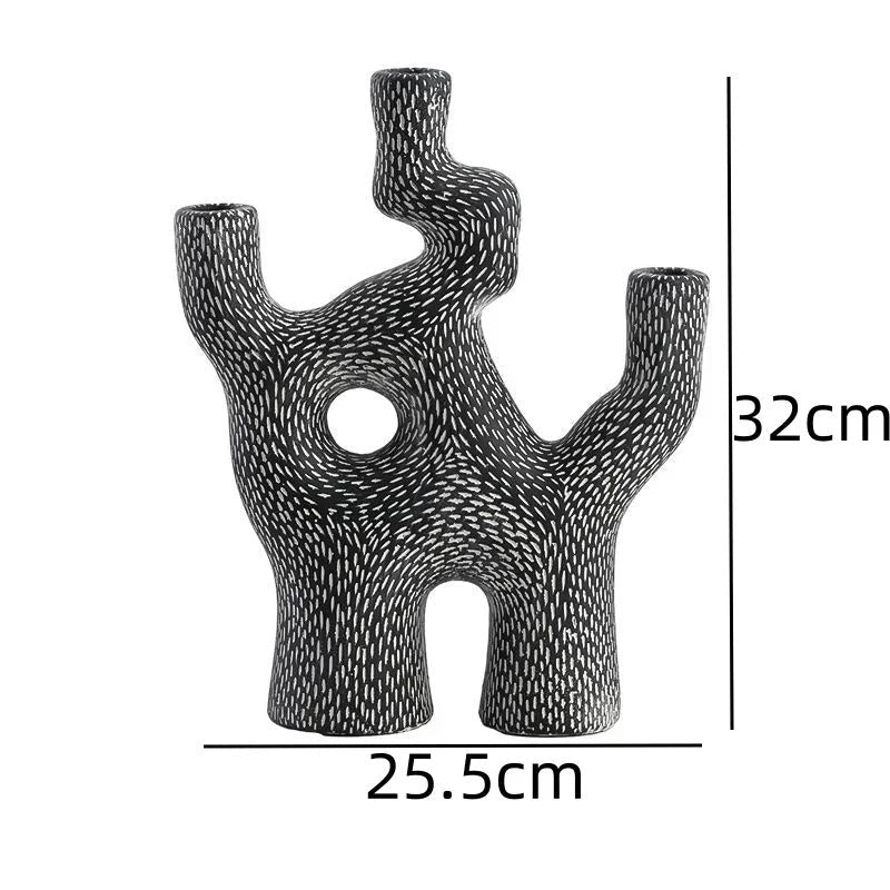 Koraal Kandelaarhouder van Duurzaam Cement met Abstract Ontwerp 25cm