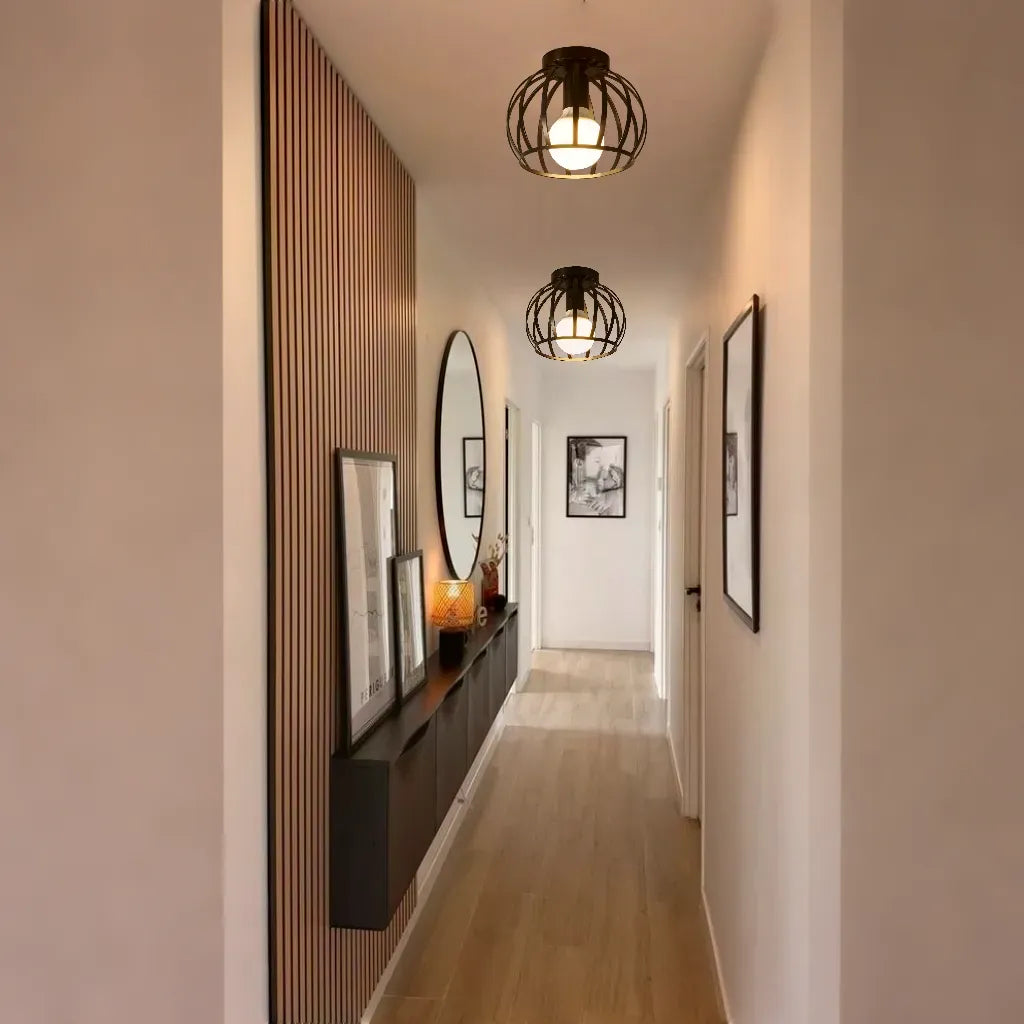 Industriële Plafondlamp Zwart – Open Afwerking voor Stijlvolle Ruimtes