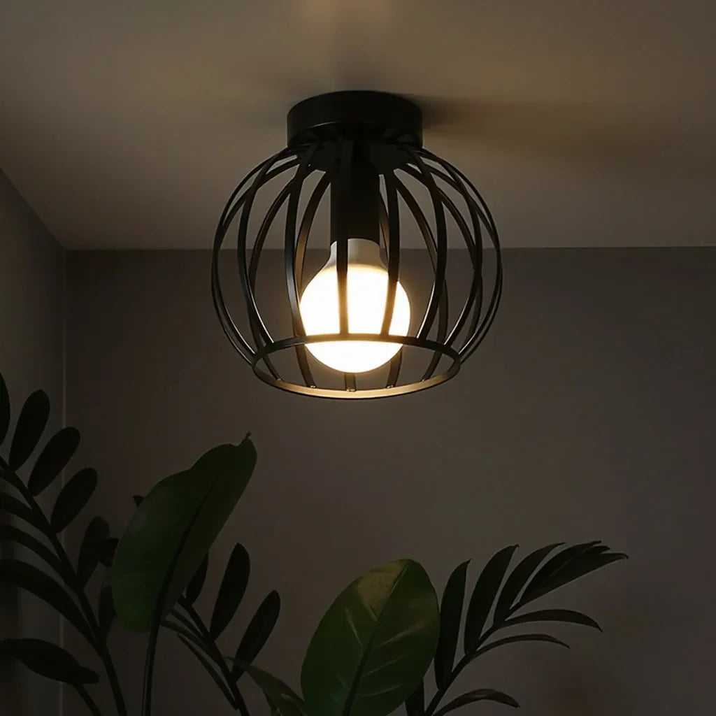 Industriële Plafondlamp Zwart – Open Afwerking voor Stijlvolle Ruimtes