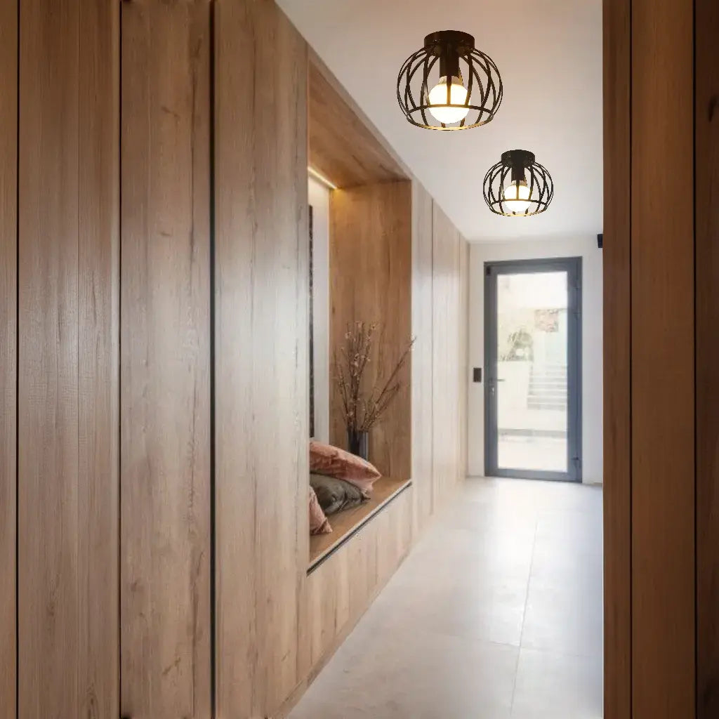Industriële Plafondlamp Zwart – Open Afwerking voor Stijlvolle Ruimtes