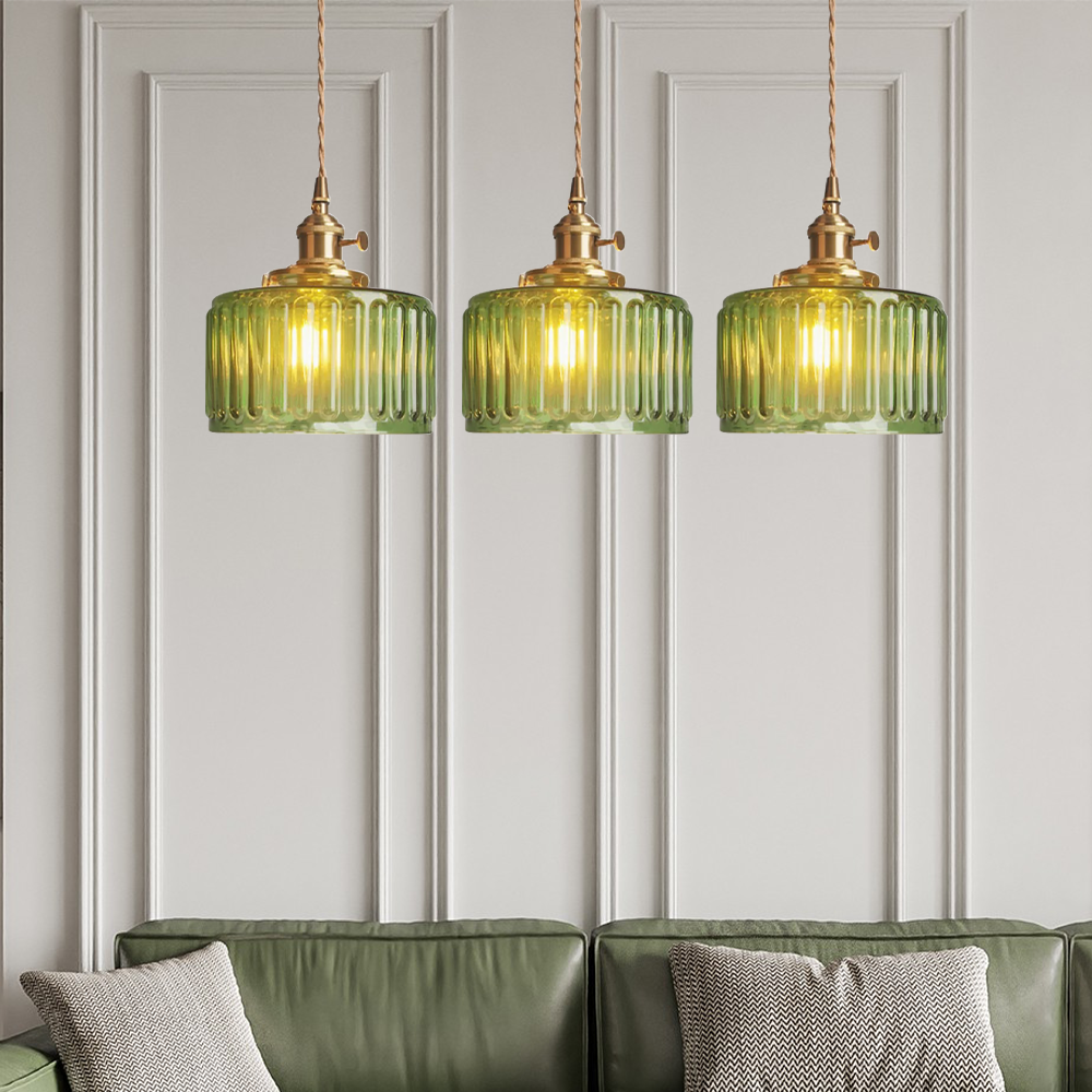 Vintage Cilindervormige Glazen Hanglamp Voor Warme Sfeer