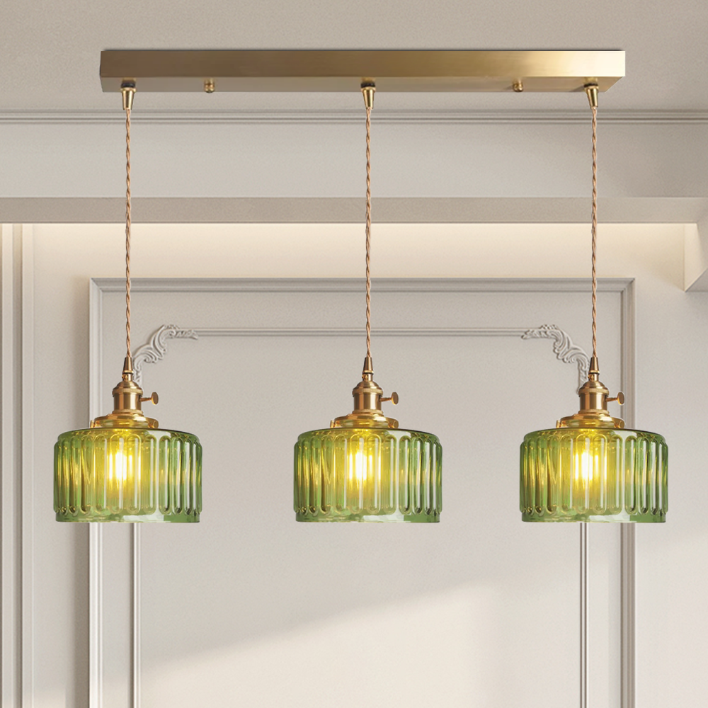 Vintage Cilindervormige Glazen Hanglamp Voor Warme Sfeer Groen_2 A-(streep) D17_2 Type_2