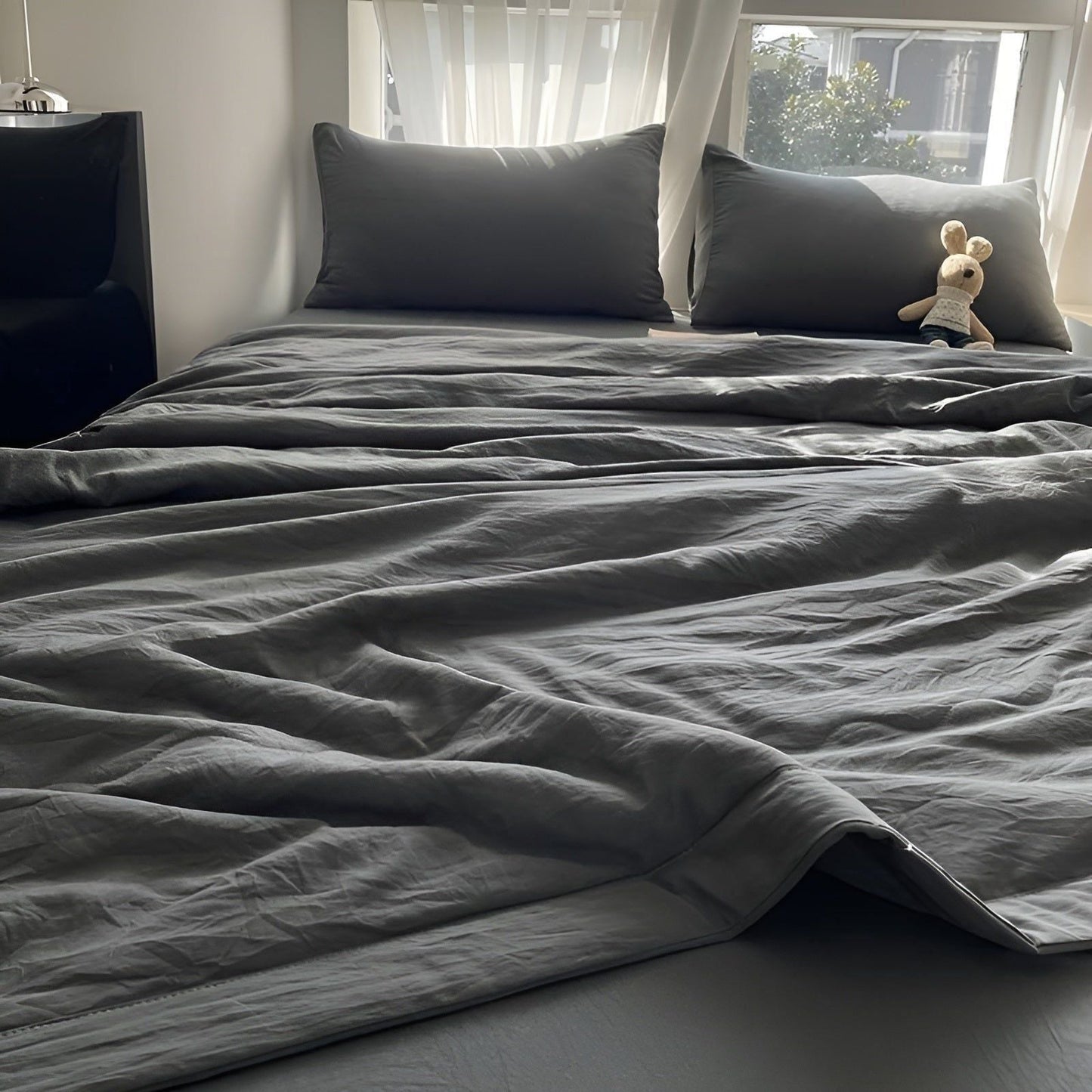 Lichtgewicht Zomerplafond Eenpersoons Deken van Polyester – Ademend en Comfortabel voor Warme Nachten Grijs 200 x 230cm