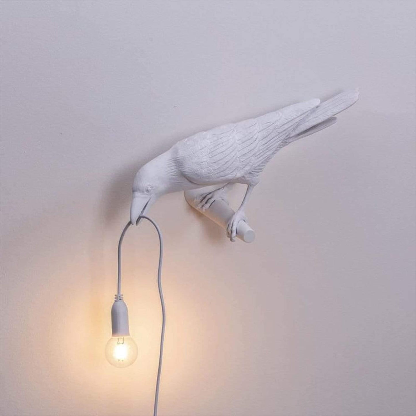 Raven Hanglamp met Elegant Silhouet en Warm Licht 30 cm Wit Muur links EU