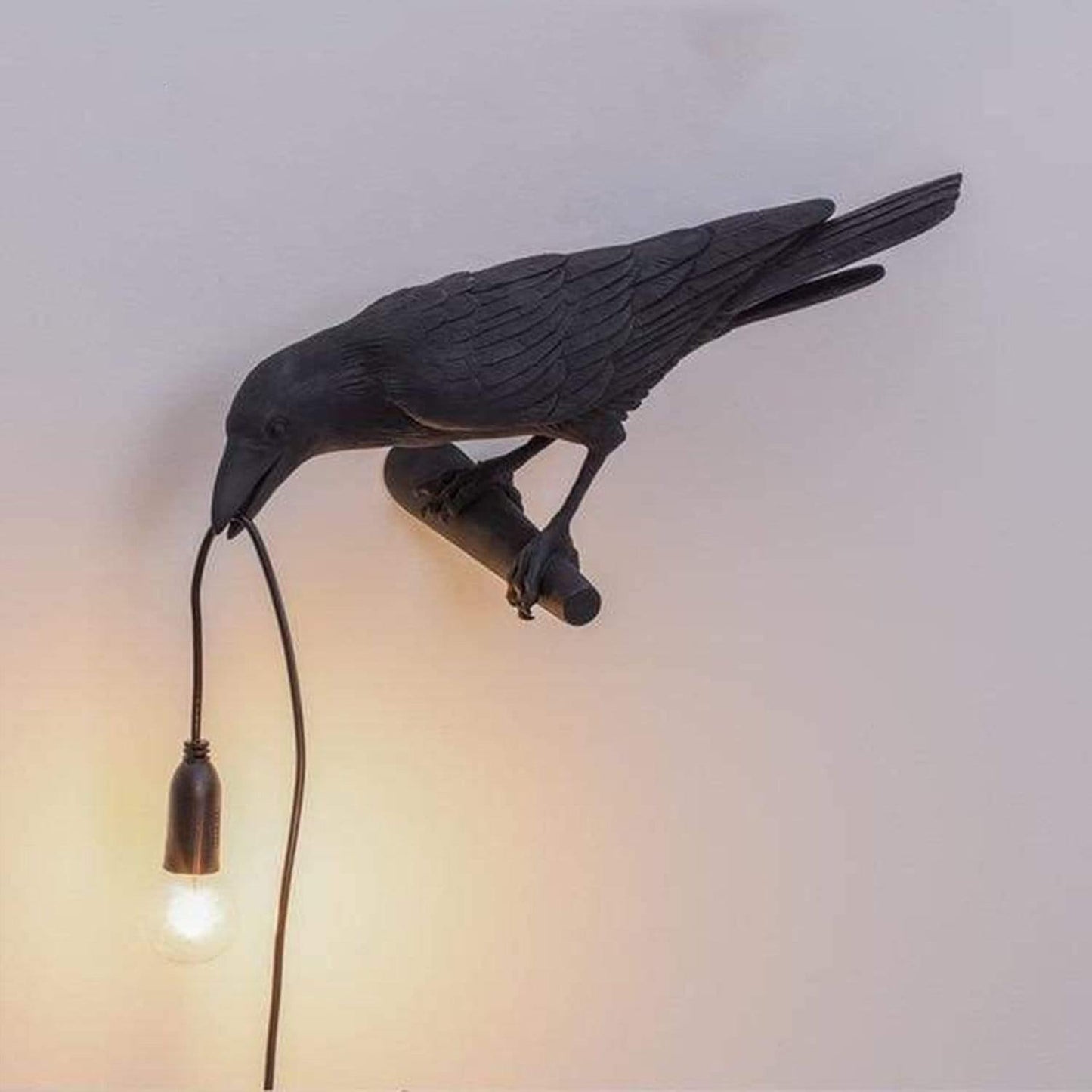 Raven Hanglamp met Elegant Silhouet en Warm Licht 30 cm Zwart Muur links EU
