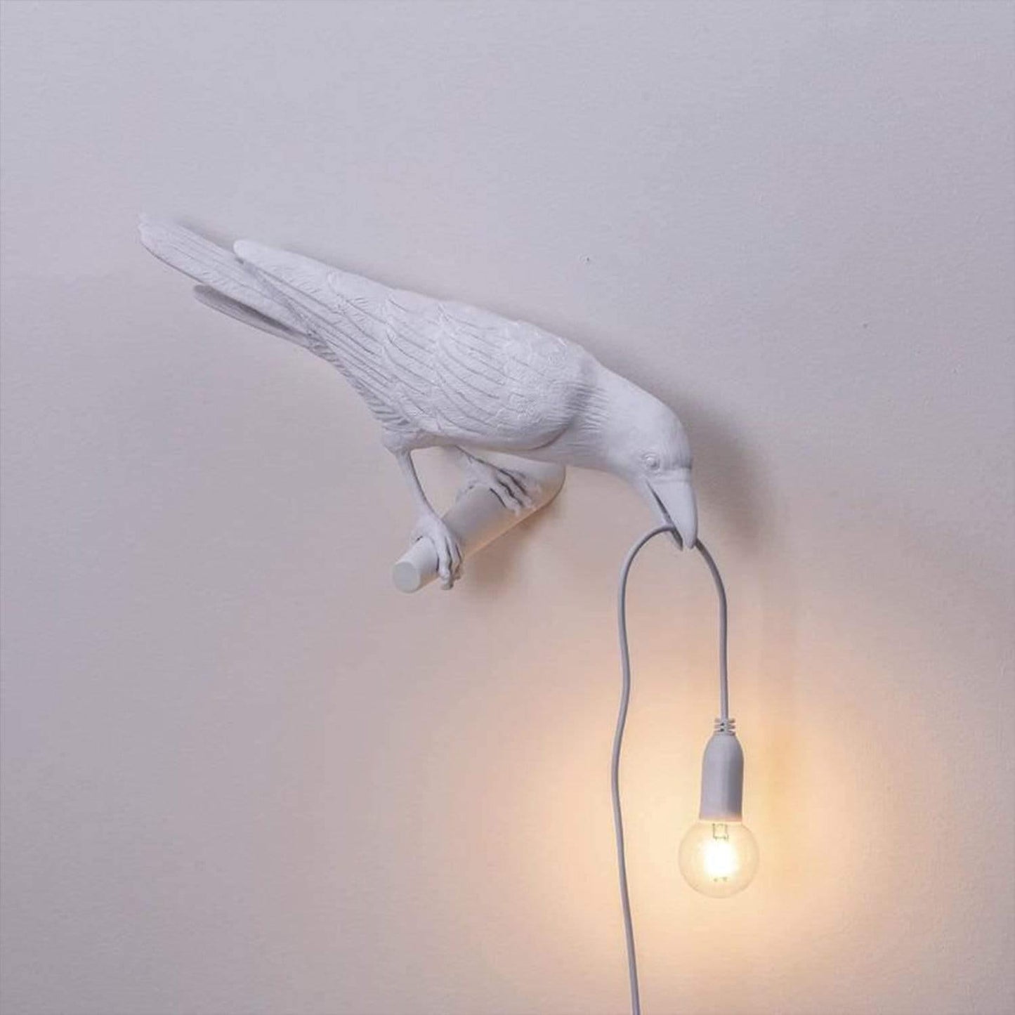 Raven Hanglamp met Elegant Silhouet en Warm Licht 30 cm Wit Muur rechts EU
