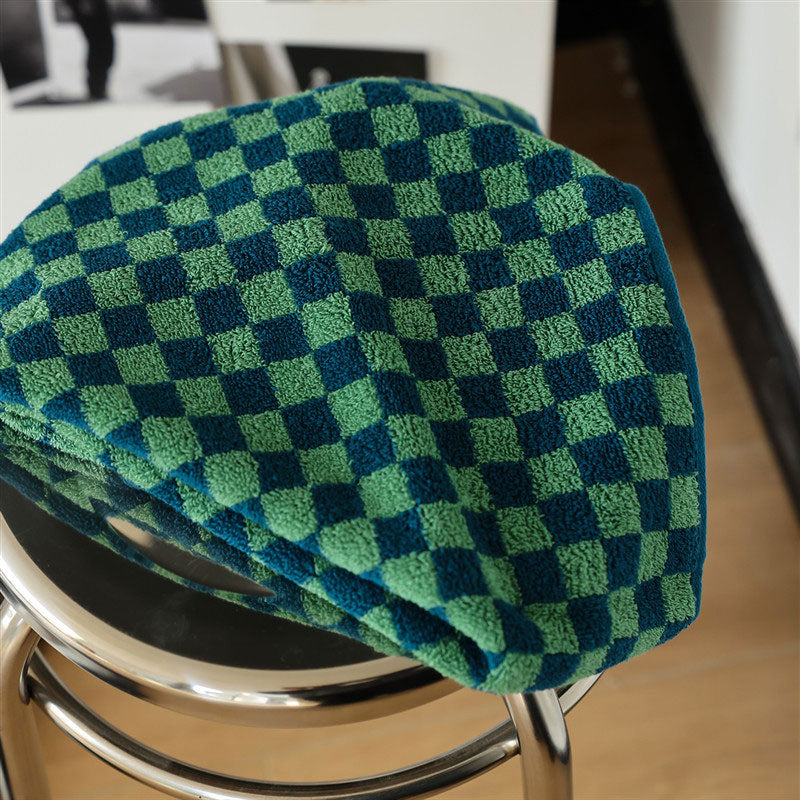 Retro Checkerboard Ademend Katoenen Baby Handdoek Zacht
