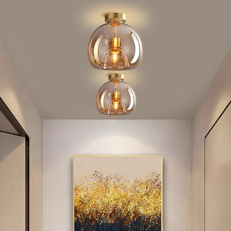 Retro Koperen Glazen Moderne Plafondlampen Voor Hal Goud D25cm*H17cm