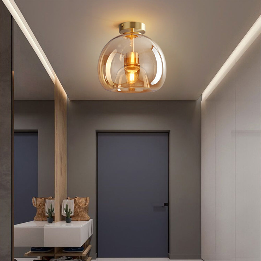 Retro Koperen Glazen Moderne Plafondlampen Voor Hal