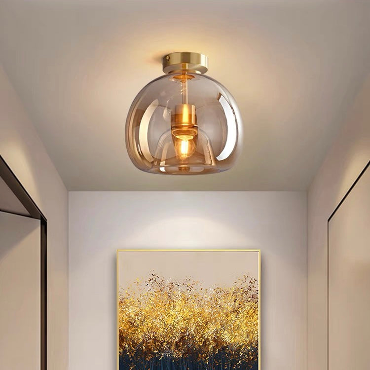 Retro Koperen Glazen Moderne Plafondlampen Voor Hal