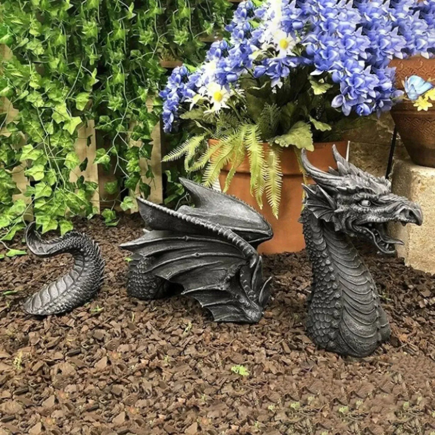 Reusachtig Houten Drakenbeeld voor Tuindecoratie Gothic Stijl B