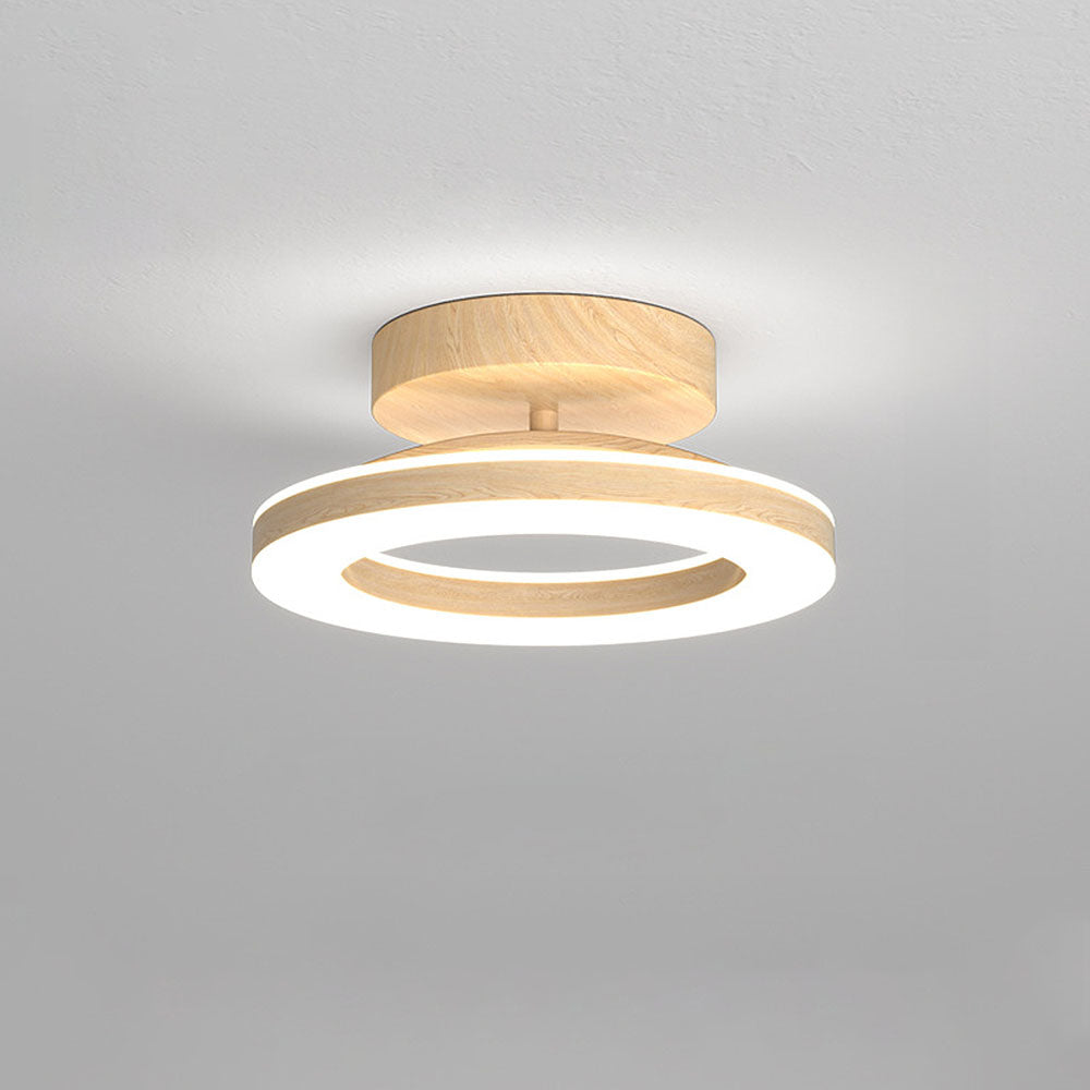 Ronde Acryl LED Plafondlamp Voor Hal En Entree Modern Hout Wit licht