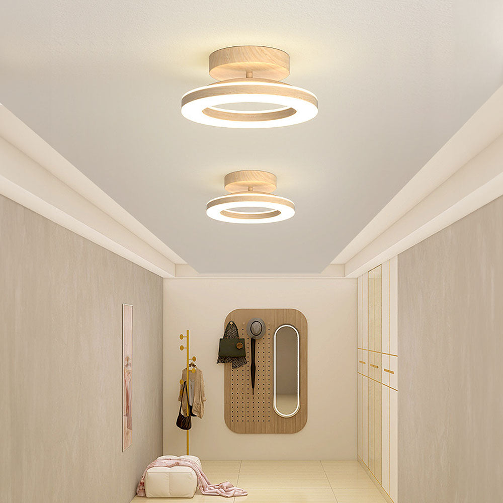 Ronde Acryl LED Plafondlamp Voor Hal En Entree Modern Hout