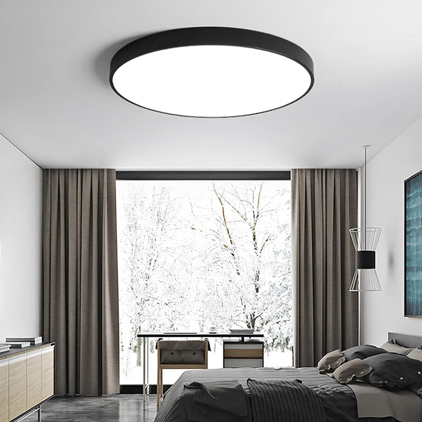 Ronde LED Plafondlamp Inbouw Modern Energiezuinig Dimbaar Zwart