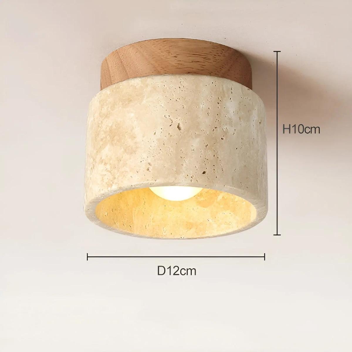 Rustieke Travertijn Plafondlamp Met LED Compatibiliteit Hout