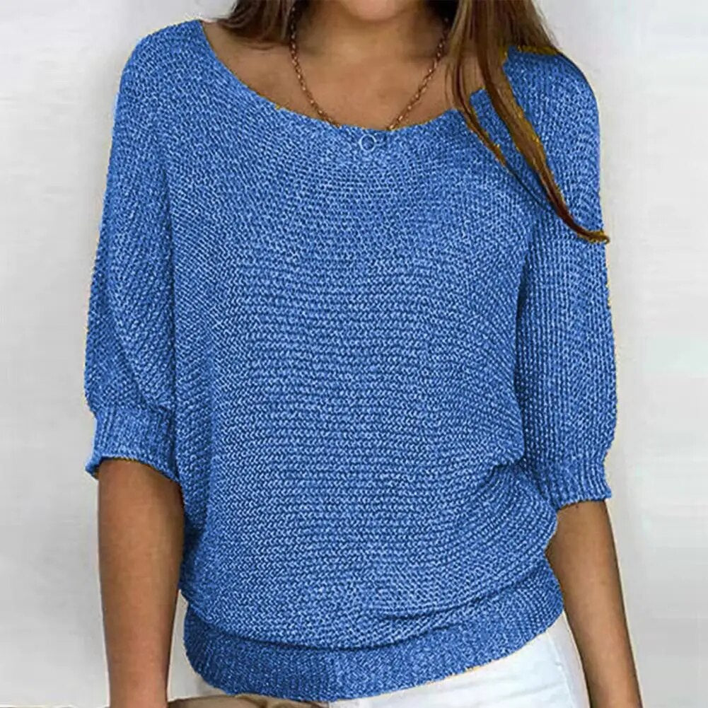 Dames Sweater Lichtgewicht Stof Voor Warm Weer Stijlvol Blauw