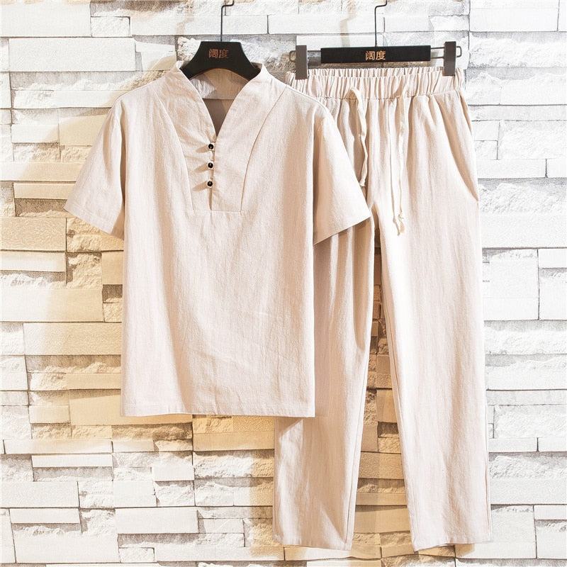 Luno Linnen Kledingset | Luchtige Kleding voor Heren Beige