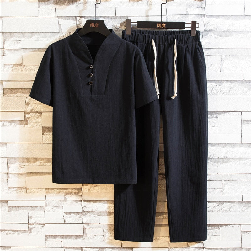 Luno Linnen Kledingset | Luchtige Kleding voor Heren Zwart