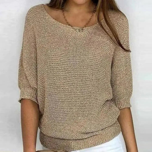 Dames Sweater Lichtgewicht Stof Voor Warm Weer Stijlvol Beige