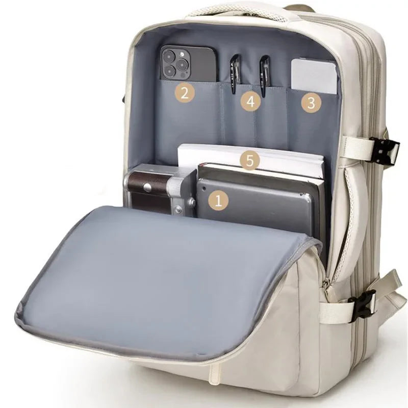 Reisrugzak 46x30x20 Waterdicht Y2K Cabine Laptop 15,6" USB Ryanair Handbagage Ryanair Hoge Kwaliteit SEREIN