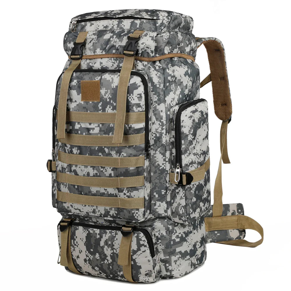 Grote Capaciteit Wandelaars Rugzak Buitensport Rucksack voor Reis en Kamperen SEREIN Camouflage licht