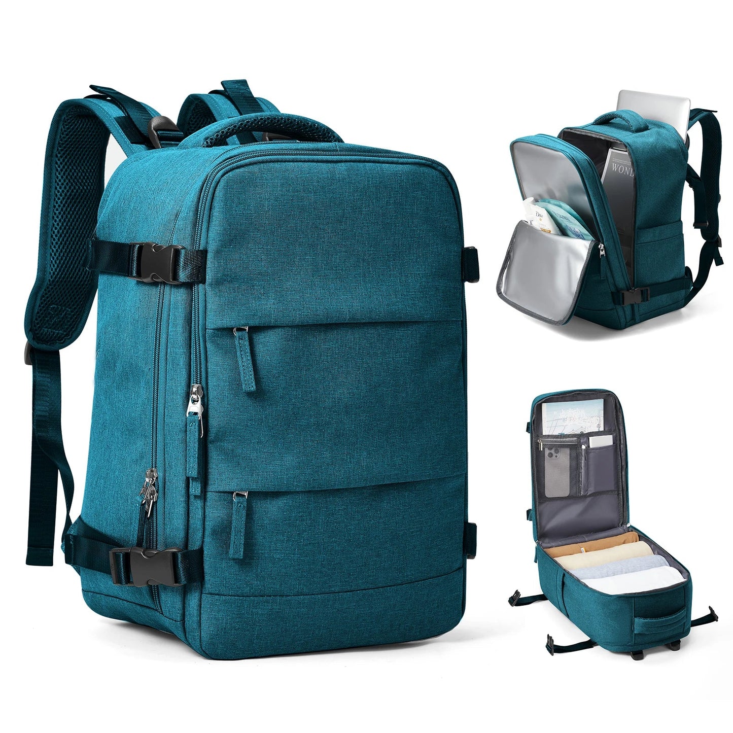 Reisrugzak Korte Afstand Vliegtuig Ryanair 40x20x25 Handbagage Ryanair SEREIN Pauwenblauw