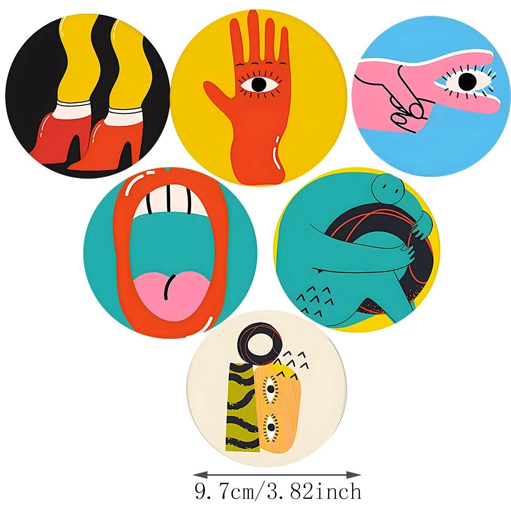 Abstracte Ronde Onderzetters Set Van 6 Stuks Voor Tafeldecoratie