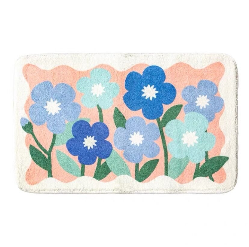 Badmat Met Bloemenpatroon In Verschillende Maten Polyester Lila