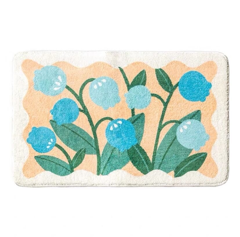 Badmat Met Bloemenpatroon In Verschillende Maten Polyester Blauwe klokjes