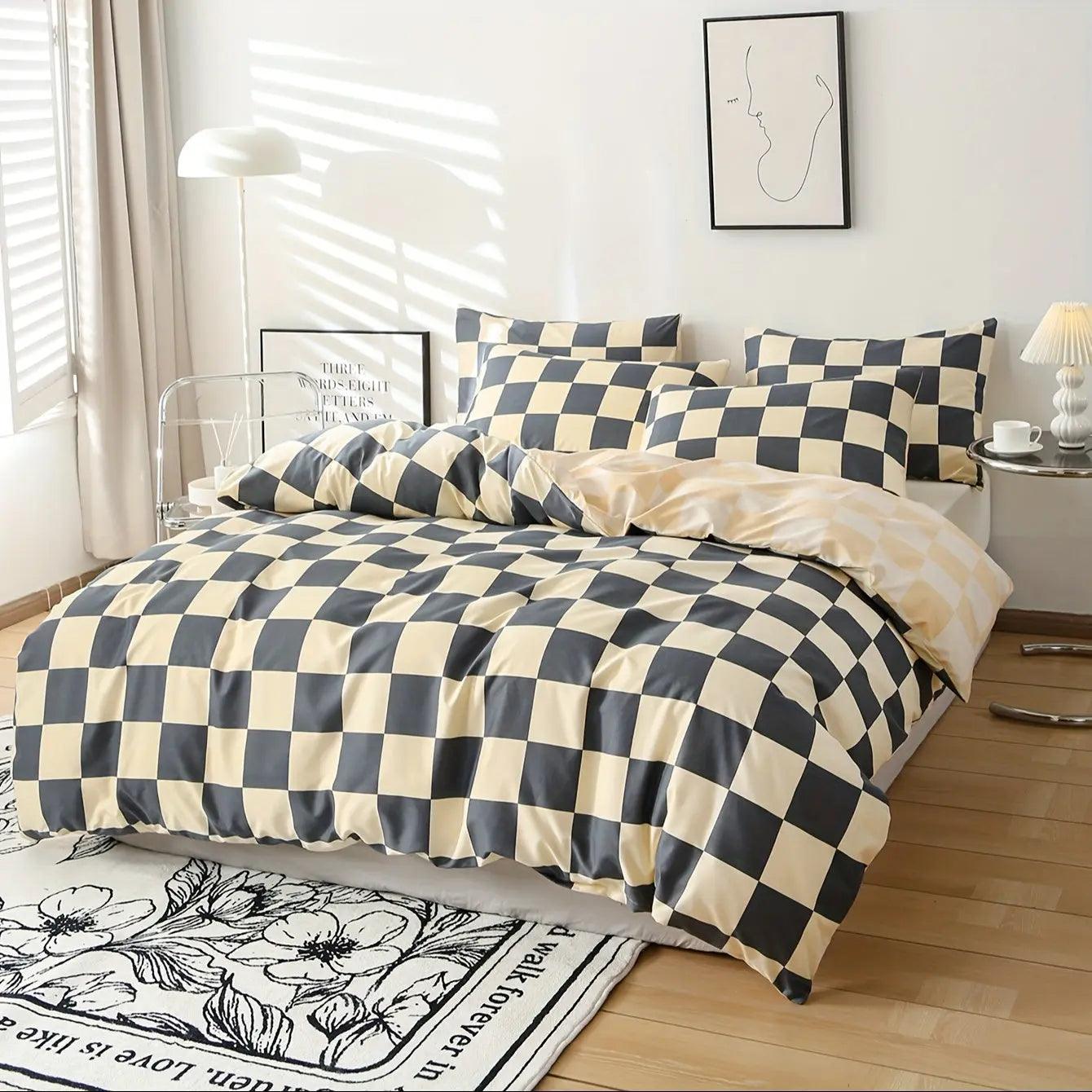Beddingstar - Modern Geruite Dekbedovertrekset – 3-delig Beddengoed